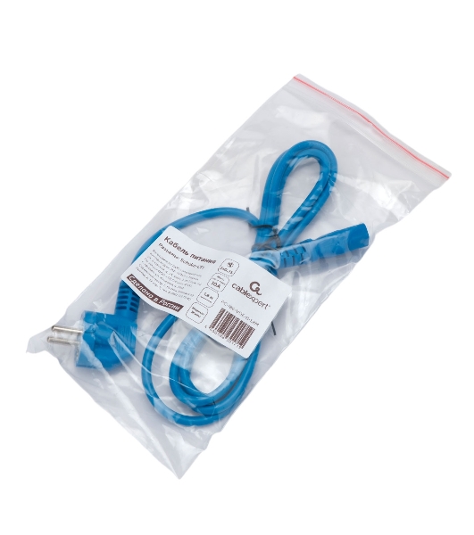 Кабель питания Cablexpert PC-186-VDE-B-1.8M, Schuko-C13, 3x0.75мм2, 10A, с заземлением, медь, 1.8м, синий, пакет