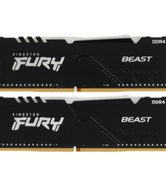 Оперативная память Kingston Fury Beast, DDR4, 16GB (2x8GB), 3200MHz, CL16, DIMM, с радиатором, черный