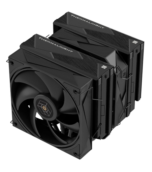 Кулер для процессора Thermalright Royal Pretor 130 черный (4-pin PWM, 158мм, Ni/Cu, 6x6мм, 1x120+1x130мм, 80.45CFM/81.88CFM, 29.4dBA/28.3dBA, 2150PM/1750RPM, S: 1200, 1700, 1851, 2011, 2066, 115X, AM4, AM5, black)