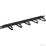 Организатор комм. шнуров Cabeus, 19', 0,5HU, 23х430 мм (ВхШ), кольцевого типа, 5 колец, для шкафов, цвет: чёрный, (металлический) , фото 1