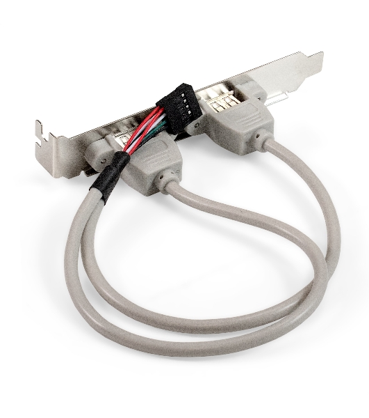 Планка портов в корпус 2xUSB2.0 ExeGate BrctUSB2-2A (USB 2.0 9pin (IDC 9pin F) --> 2x USB 2.0 Af, кабель 20 см)