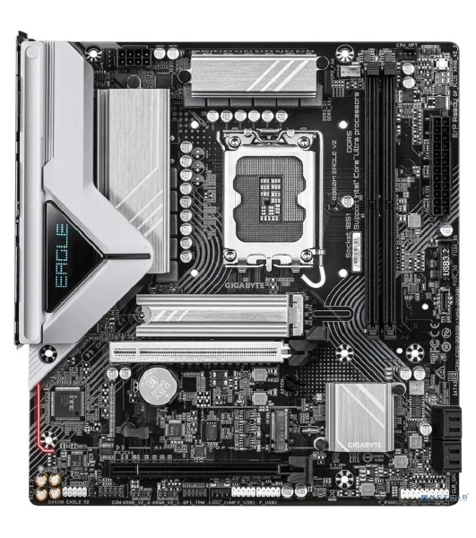 Материнская плата Gigabyte B860M EAGLE V2, LGA1851, Intel B860, 2xDDR5, 4xSATA, 2xM.2, 1xPCIe 5.0 x16, 1xPCIe 4.0 x4, 1xDP, 1xHDMI, 1x2.5Gb LAN, 3xUSB-A 5Gbps, 7xUSB-A 2.0, 1xUSB-C 5Gbps, 3x3.5 мм, 7.1, mATX
