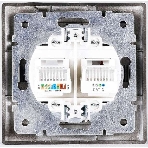 Розетка 2-м СП Мира 16А IP20 без заземл. со вставкой керамика черный бархат LEZARD 701-4242-128, фото3