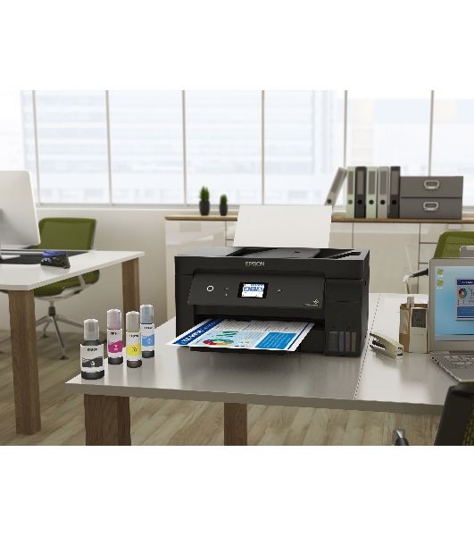 МФУ струйное Epson L14150, (C11CH96404/C11CH96505/C11CH96403/C11CH96502/C11CH96507), A3, цветной, печ. 38 стр/мин (ч/б) 24 стр/мин (цв.), 1200 x 4800 dpi (печать) 1200x2400dpi (скан.), USB, RJ-45, Wi-Fi