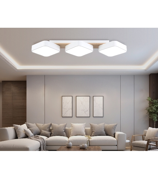Светильник Ambrella light FL4877/3 WH/WD белый/дерево 54W 3000-6000K 680*200*70 (без ПДУ)