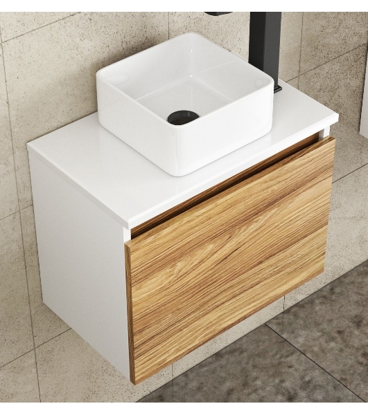 Тумба с раковиной и выпуском (Тумба Bau Dream Blackwood 50, умывальник BAU Mini 24х24, выпуск клик клак, черный)