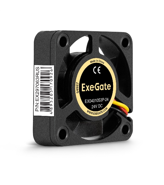 Вентилятор для корпуса ExeGate EX04010S3P-24 черный, 40 мм, 7500 об/мин, 37.5 дБ, 3 pin
