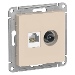 Механизм розетки 2-м AtlasDesign комп. RJ45 кат.5E+TV беж. SchE ATN000289, фото2