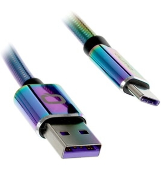 Кабель Qumo Type-С кабель, 1м, USB 2.0, 5В, 2А, 10Вт, тканевая оплетка, стальной коннектор, черный
