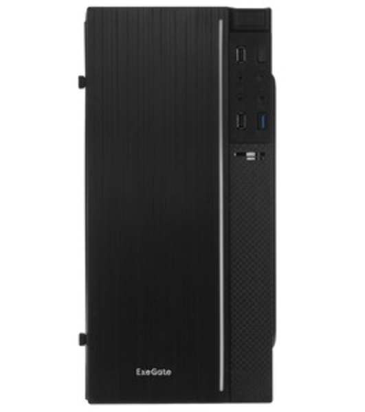 Компьютерный корпус Minitower ExeGate mEVO-9301 Black-RGb light, ATX, (600NPX), 2*USB+1*USB 3.0, HD Audio