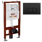 Инсталляция BAU PRO для подвесного унитаза, клавиша смыва BAU Hotel для инсталляции, черный матовый, фото 1