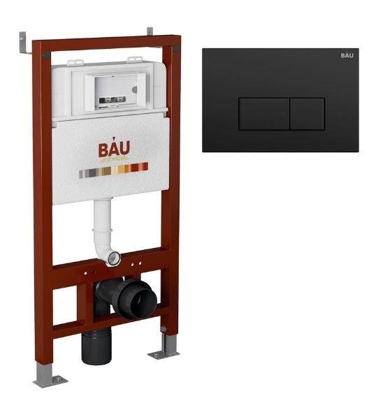 Инсталляция BAU PRO для подвесного унитаза, клавиша смыва BAU Hotel для инсталляции, черный матовый