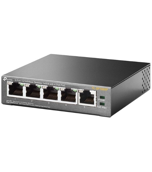 Коммутатор TP-Link SMB TL-SF1005P 5-портовый 10/100 Мбит/с настольный коммутатор с 4 портами PoE