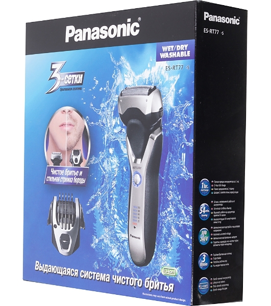 Электробритва сетчатая Panasonic ES-RT77-S520 реж.эл.:3 питан.:аккум. серебристый/черный