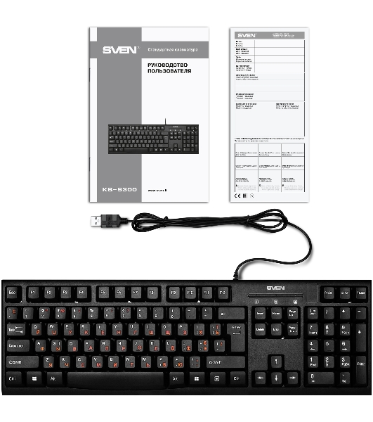 Клавиатура SVEN KB-S300 проводная, USB Type-A, чёрный