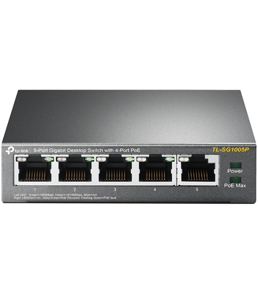 Коммутатор TP-Link SMBTL-SG1005P 5-портовый гигабитный настольный коммутатор с 4 портами PoE SMB 56W