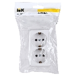 Розетка IEK ERO21-K01-16-DC РС22-3-ОБ 2местн. с з/к 16А откр.уст. ОКТАВА (белый), фото3