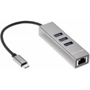 Переходник Telecom USB 3.1 Type-C -->RJ-45 1000Mbps +3 USB3.0, Aluminum Shell, 0.2м Telecom TA311C