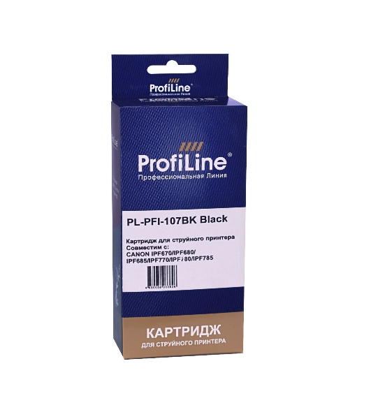 Картридж струйный ProfiLine PL-PFI-107BK для принтеров Canon IPF670/IPF680/IPF685/IPF770/IPF780/IPF785 с чернилами Black