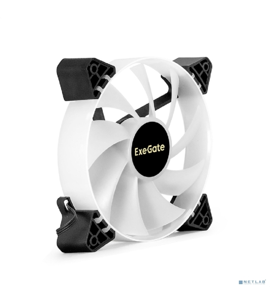 Вентилятор для корпуса ExeGate EX12025H3P4PYH-PWM.ARGb черный/белый, 120 мм, 1800 об/мин, 26 дБ, 4 pin