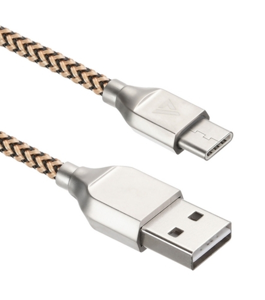Кабель USB ACD-Titan Type-C ~ USB-A Нейлон, 1м, желто-черный