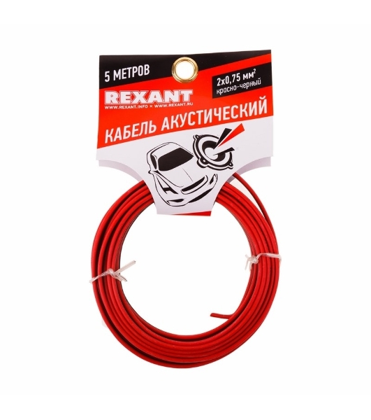 Кабель акустический Rexant 2х0,75 м м², красно-черный, мини-бухта 5 м