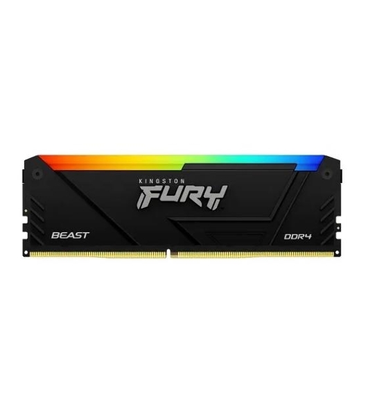 Оперативная память Kingston Fury Beast, DDR4, 16GB (1x16GB), 3600MHz, CL18, DIMM, с радиатором, RGB, черный