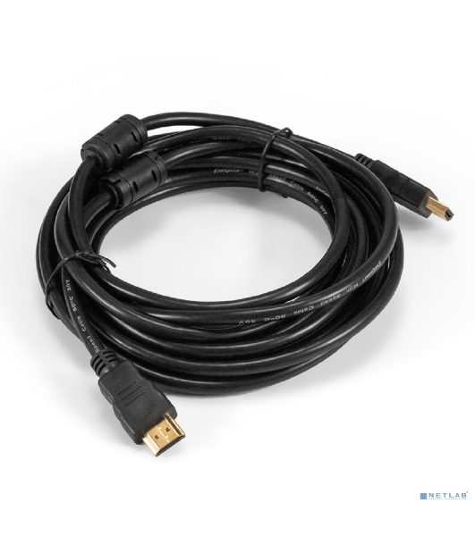 Кабель HDMI ExeGate EX-CC-HDMI-5.0F (19M/19M, 5м, v1.4b, ферритовые кольца, позолоченные контакты)