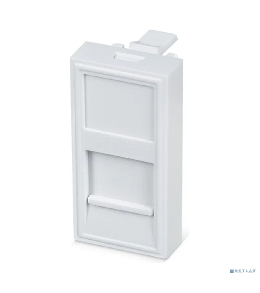 Лиц. панель розеточная Cabeus, 1х keystone, 22,5х45 мм (ВхШ), плоская, шторки, цвет: белый (FP-22,5-1M)