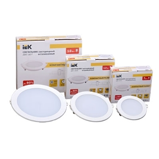 Светильник IEK LDVO0-1602-1-7-K02 ДВО 1602 белый круг LED 7Вт 4000К IP20 алюм. корпус, диам 120 мм