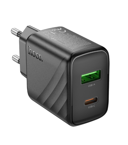 Сетевое зарядное устройство Hoco 30Вт, 3А, QC3.0/PD, 1хUSB, 1хType-C, CS23A, черный, коробка