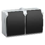 Розетка двухместная РСб22-3-ФСр с з/к для открытой установки IP54 Форс ERS22-K03-16-54-DC IEK, фото2