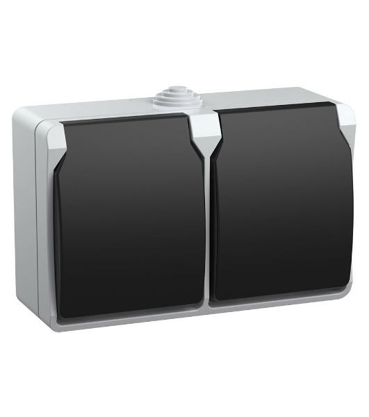 Розетка двухместная РСб22-3-ФСр с з/к для открытой установки IP54 Форс ERS22-K03-16-54-DC IEK