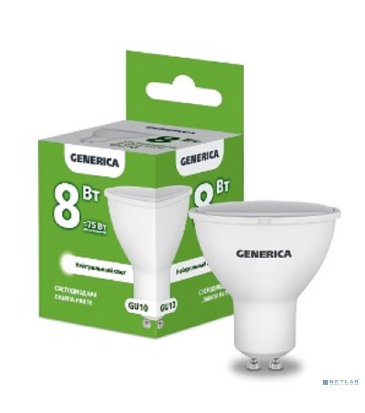 Лампа cветодиодная LED PAR16 IEK LL-PAR16-08-230-40-GU10-G софит 8Вт 230В 4000К GU10 GENERICA