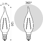 Лампа филам. Gauss Filament 12Вт цок.:E14 свеча св.свеч.бел.нейт. (упак.:10шт) (42122), фото7