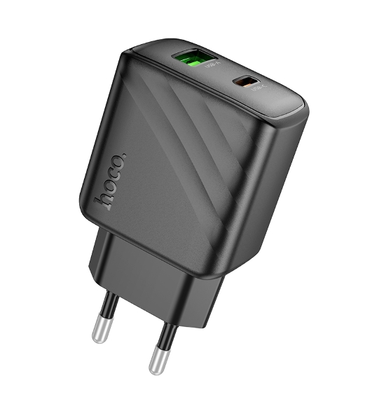 Сетевое зарядное устройство Hoco 30Вт, 3А, QC3.0/PD, 1хUSB, 1хType-C, CS23A, черный, коробка