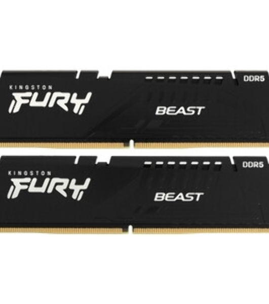 Оперативная память Kingston Fury Beast, DDR5, 32GB (2x16GB), 5600MHz, CL40, DIMM, с радиаторами, черный
