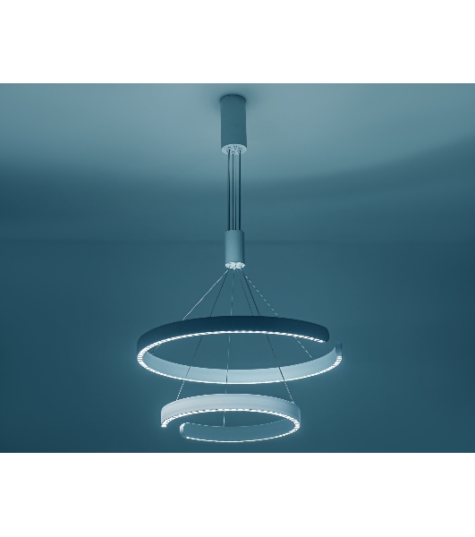 Подвесной светодиодный светильник Ambrella light FL5884/2 WH белый 45W 3000K/4200K/6400K D600/400*1200 (без ПДУ)