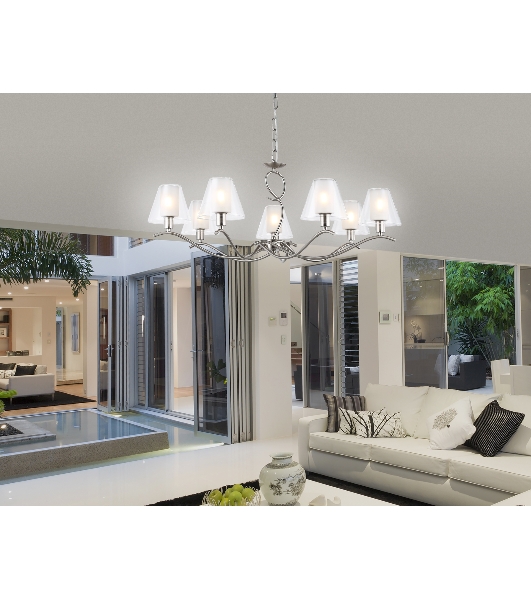 Люстра Ambrella light LH57083/7 SN/FR никель/белый матовый E14/7 max 40W D840*790
