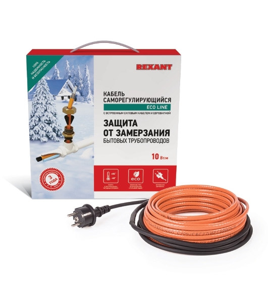 Греющий саморегулирующийся кабель Rexant (в трубу) 10HTM2-CT (6м/60Вт)