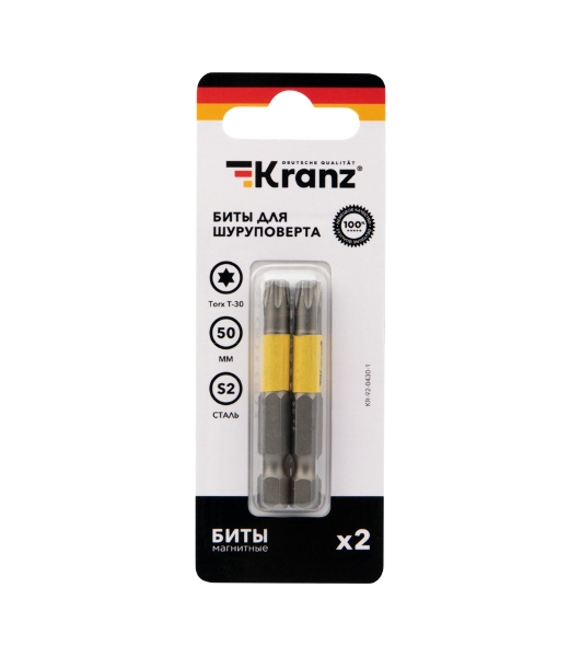Бита для шуруповерта Kranz Torx T30х50 мм (2 шт./уп.)
