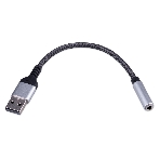 Кабель-переходник AUX Cablexpert CCA-UM3.5F-AL AM/Jack3.5(F), алюминий+нейлон.оплётка, 0.15м, пакет, фото4