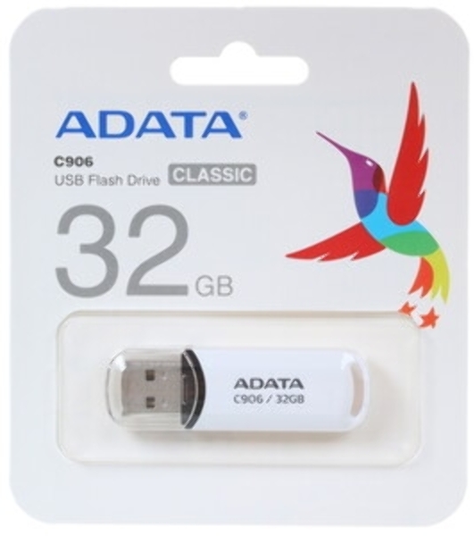 Флешка USB ADATA C906 (AC906-32G-RWH), 32Gb, USB 2.0, R/W 15/5, белый