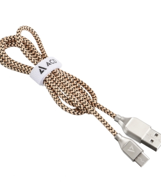Кабель USB ACD-Titan Type-C ~ USB-A Нейлон, 1м, желто-черный