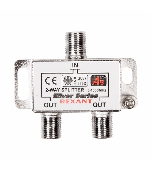 Делитель ТВ Rexant х 2 + 3 шт. F 'BOX' 5-1000 МГц 'Silver'
