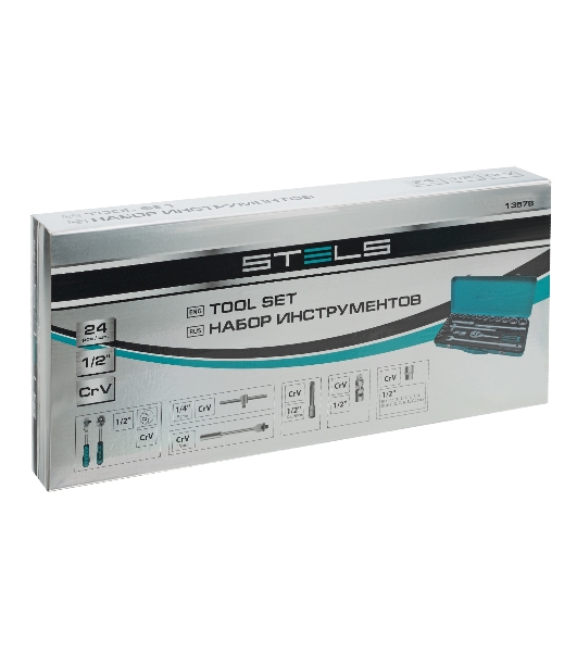Набор торцевых головок с трещоткой Stels 1/2', 24 предмета