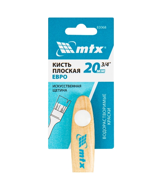 Кисть плоская 'Евро' 3/4', искусственная щетина, деревянная рукоятка MTX 83068