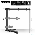 Настольная подставка ExeGate EDM2-3210-11D (для для двух мониторов 15'-32', VESA 75x75, 100x100, макс. нагрузка на один кронштейн 10 кг, наклон -90°/+90°, поворот -90°/+90°, регулировка по высоте, черный), фото12