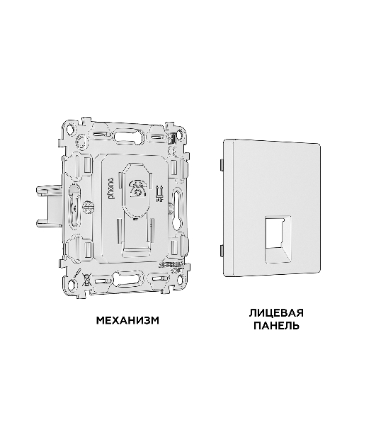 Комплект механизма телефонной розетки ALFA Черный матовый RJ-11(4P4C) с шторкой QUANT (AP8120, VM190) MA812030