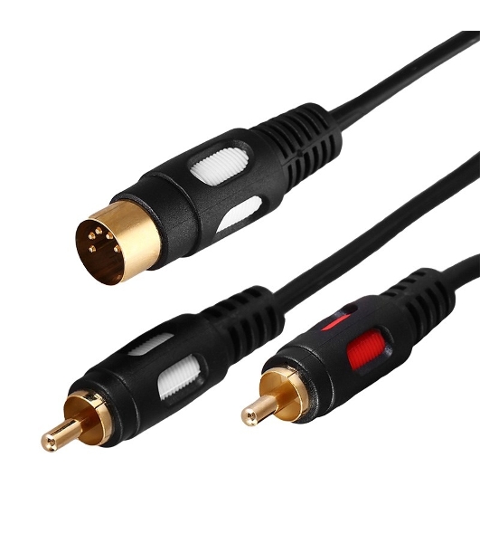 Шнур Rexant DIN 5 Pin - 2 RCA, длина 1,5 метра (GOLD)